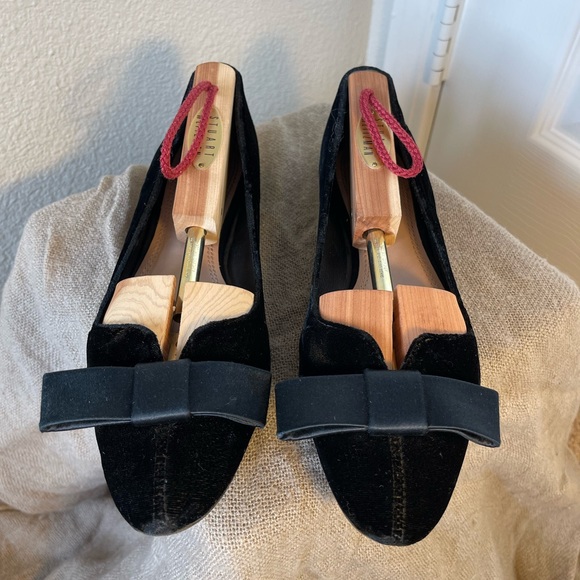 Tory Burch Black Velvet and Satin Bow Ballet Flats - Picture 4 of 13